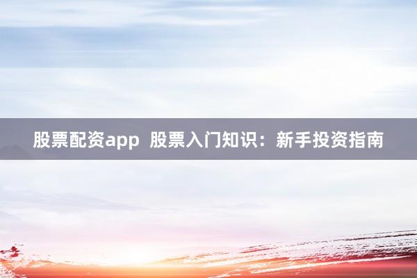 股票配资app  股票入门知识：新手投资指南