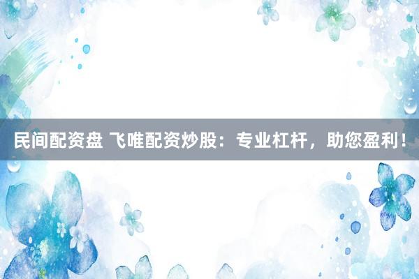 民间配资盘 飞唯配资炒股：专业杠杆，助您盈利！