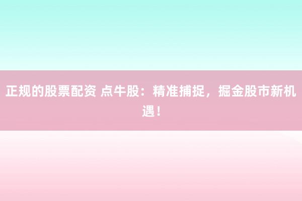 正规的股票配资 点牛股：精准捕捉，掘金股市新机遇！