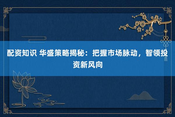 配资知识 华盛策略揭秘：把握市场脉动，智领投资新风向