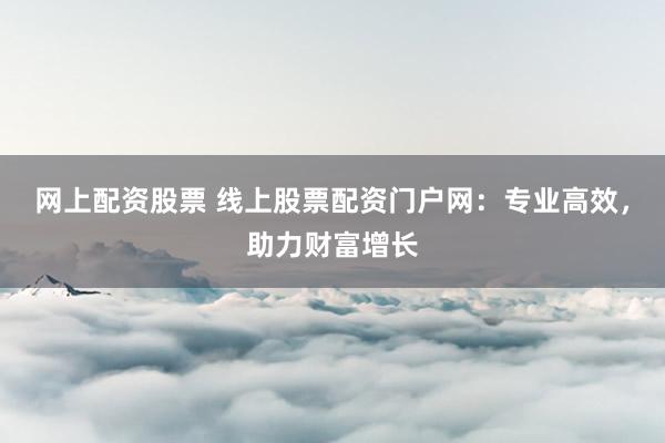 网上配资股票 线上股票配资门户网:专业高效,助力财富增长